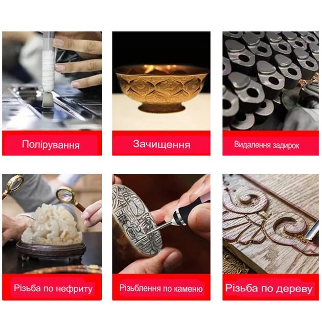 Гравер ручной аккумуляторный Jangklife E-108 с насадками 10W 56 шт. Grey (3_06654) - фото 7 Гравер ручной аккумуляторный Jangklife E-108 с насадками 10W 56 шт. Grey (3_06654) - фото 7