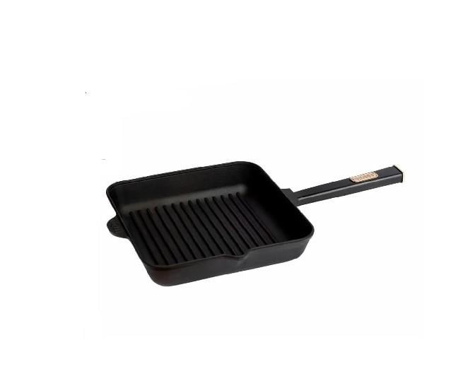 Сковорода-гриль чугунная Brizoll Optima-Black квадратная с ручкой 280х280х57,5 мм (AN0137653)