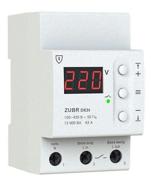 Реле напряжения ZUBR D63t однофазное (21482599)