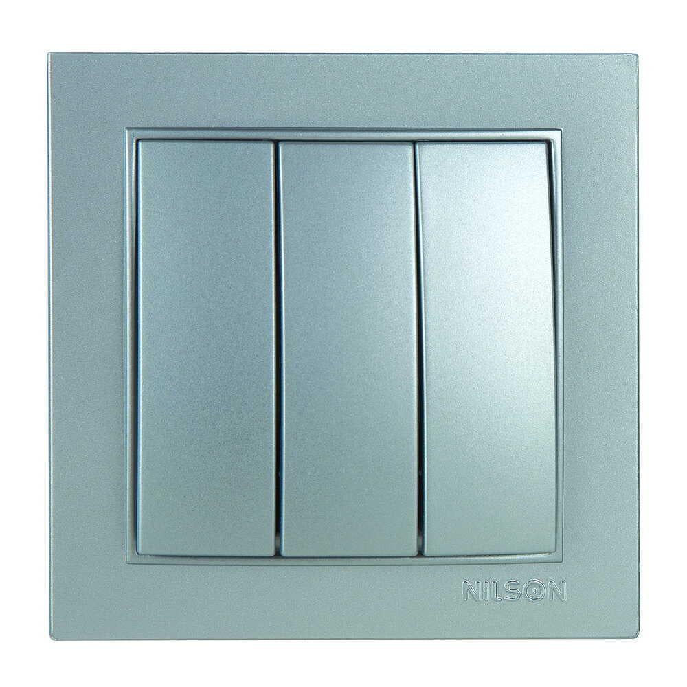 Вимикач триклавішний Nilson Thor Срібний (27131066)