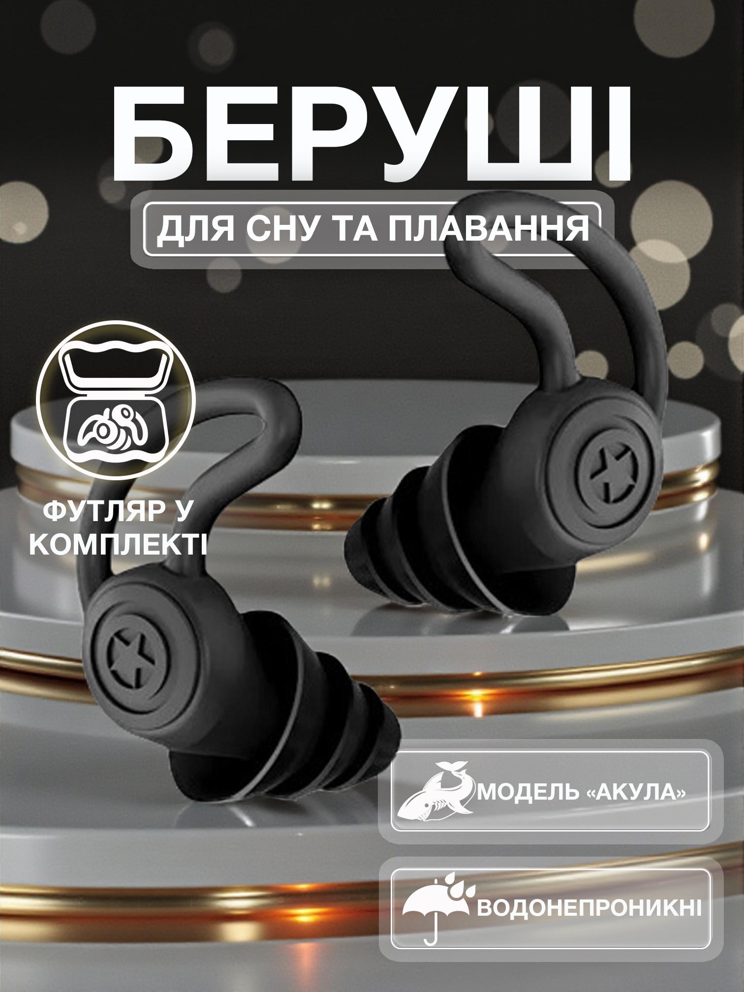 Беруши для сна Univerza Акула силиконовые шумоподавляющие анатомические в футляре Черный - фото 2 Беруши для сна Univerza Акула силиконовые шумоподавляющие анатомические в футляре Черный - фото 2