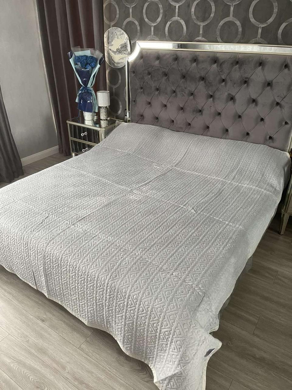 Покрывало евро Вистрочка Светло-серый (32233)