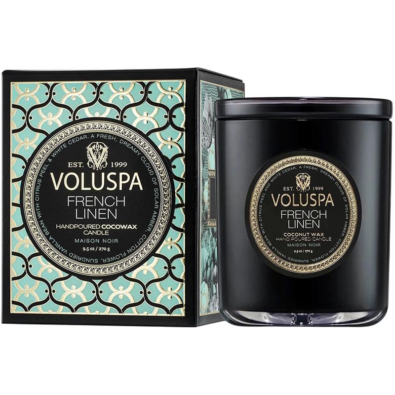 Свеча ароматическая Voluspa Maison Noir French Linene 270 г стакан с крышкой (111002682)