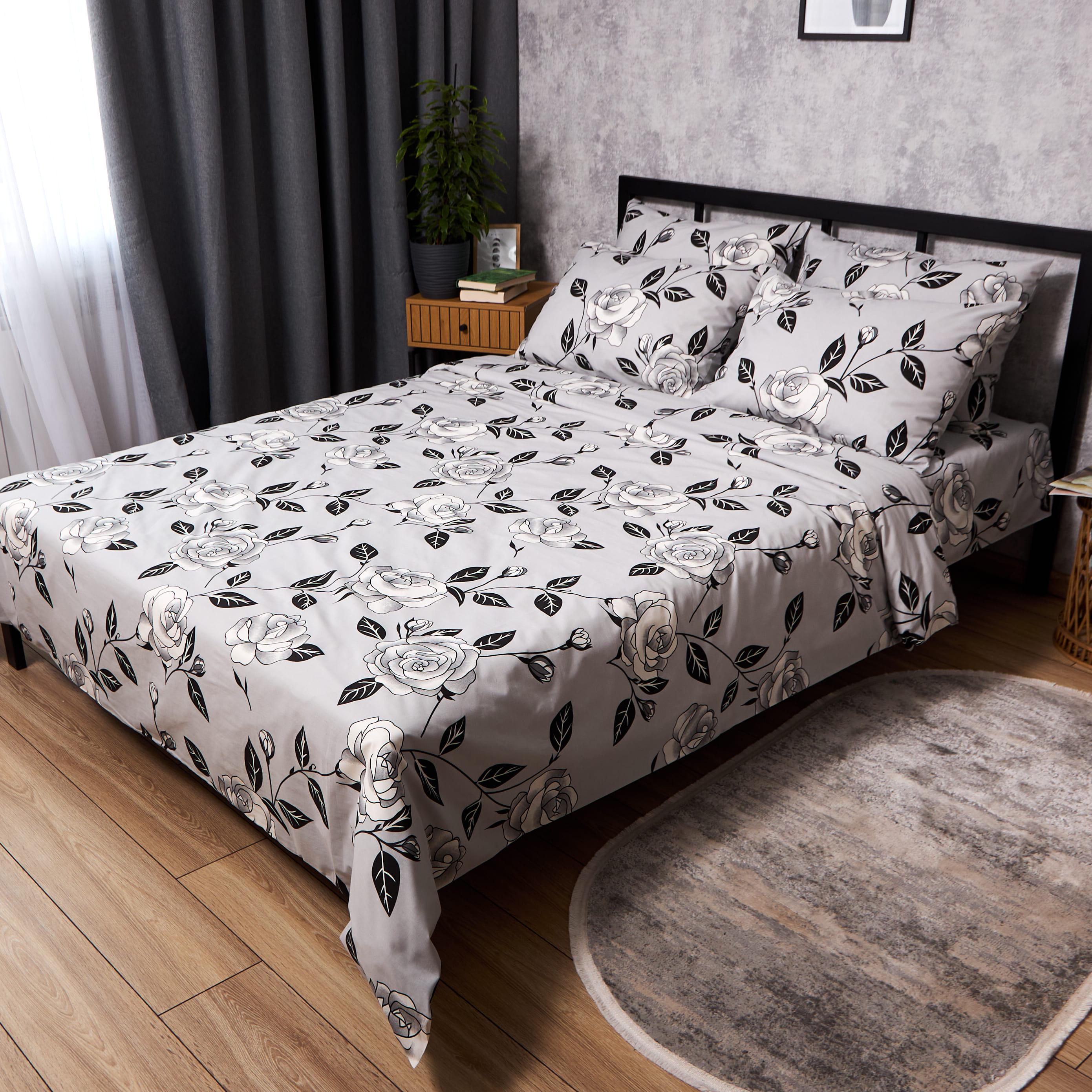 Комплект постельного белья Moon&Star Бязь Gold Люкс Noir Bloom полуторный 160х220 см наволочки 2 шт. (MS-820011397)