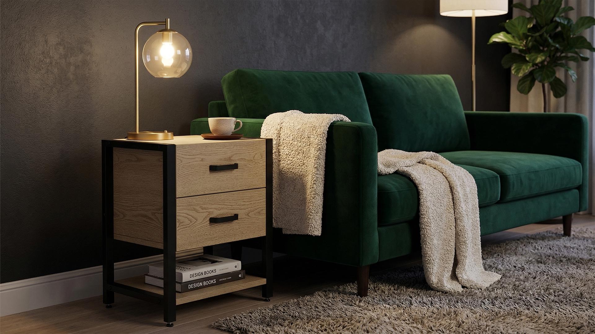 Тумба универсальная Ferrum-decor Вивьен ДСП 16 мм 2/1 50x41x40 Черный/Дуб Кремона Торро (FRD-107793)