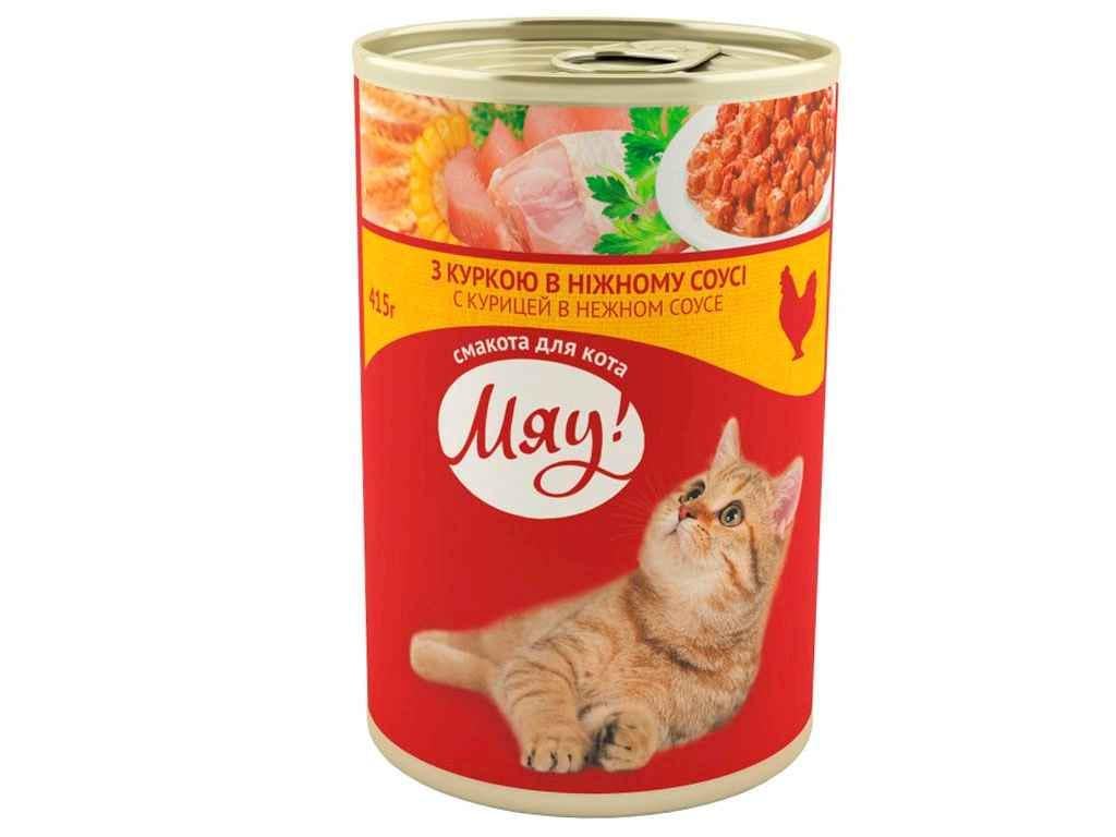 Корм для кошек Мяу полнорационный Курица в соусе 415 г (120853)
