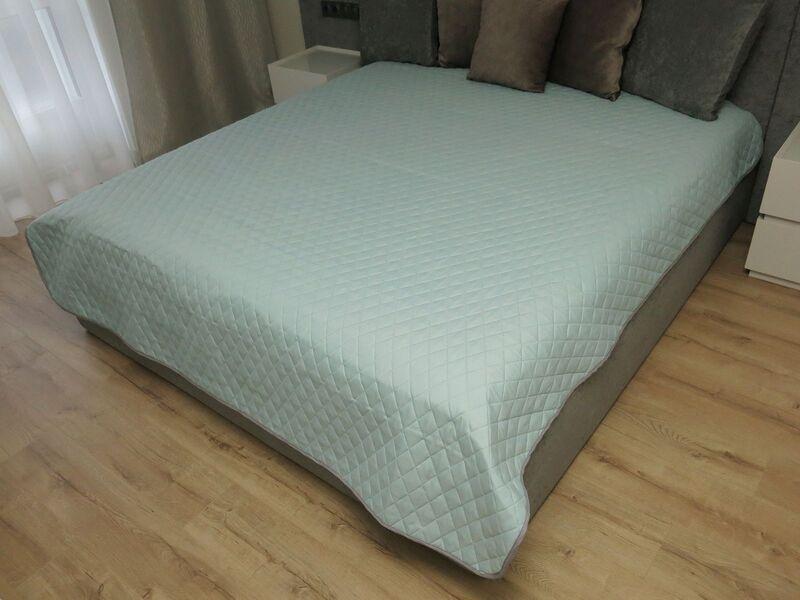 Покривало двостороннє Decorator Ромб 140x215 см Сірий/М'ятний (2020721) - фото 2 Покривало двостороннє Decorator Ромб 140x215 см Сірий/М'ятний (2020721) - фото 2