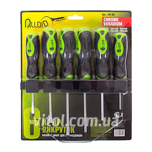 Набір викруток Alloid CrV 6 од. з планкою (51387)