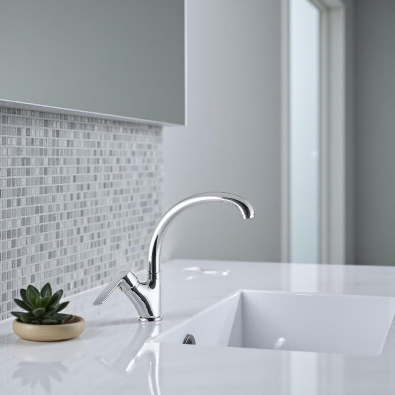 Смеситель высокий однорычажный Cron COLUMBIA-777-G цинковый сплав Хром (b-CR0859) - фото 2 Смеситель высокий однорычажный Cron COLUMBIA-777-G цинковый сплав Хром (b-CR0859) - фото 2