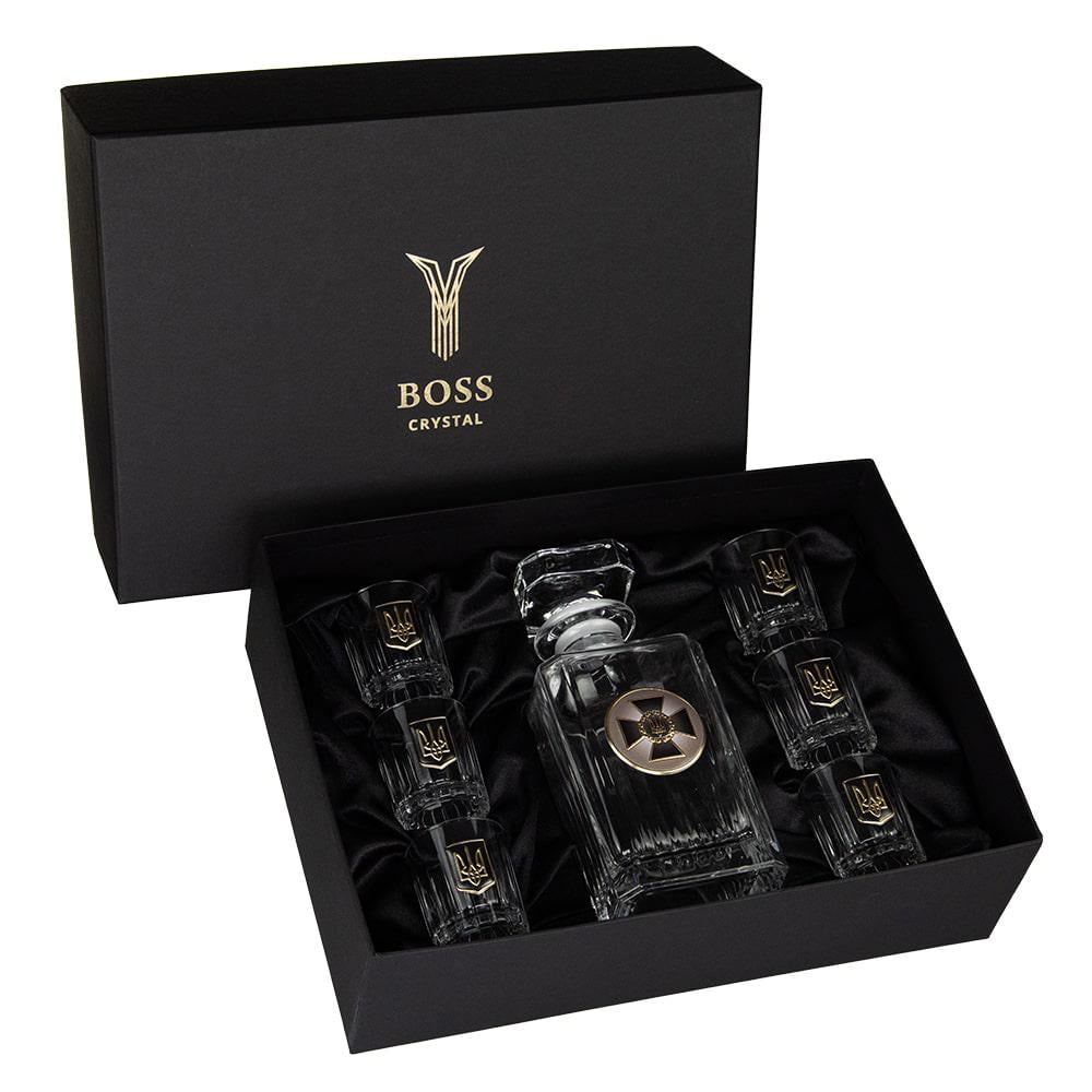 Набор для водки Служба безопасности Boss Crystal графин/6 рюмок платина/серебро/золото 7 предметов (196-0006)