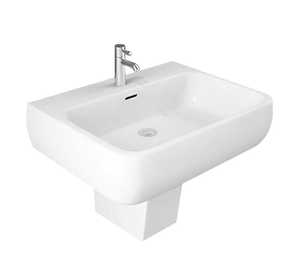 Комплект умывальник с полупьедесталом RAK Ceramics Metropolitan 600x185x470 мм Белый (RAK0022) Комплект умывальник с полупьедесталом RAK Ceramics Metropolitan 600x185x470 мм Белый (RAK0022)