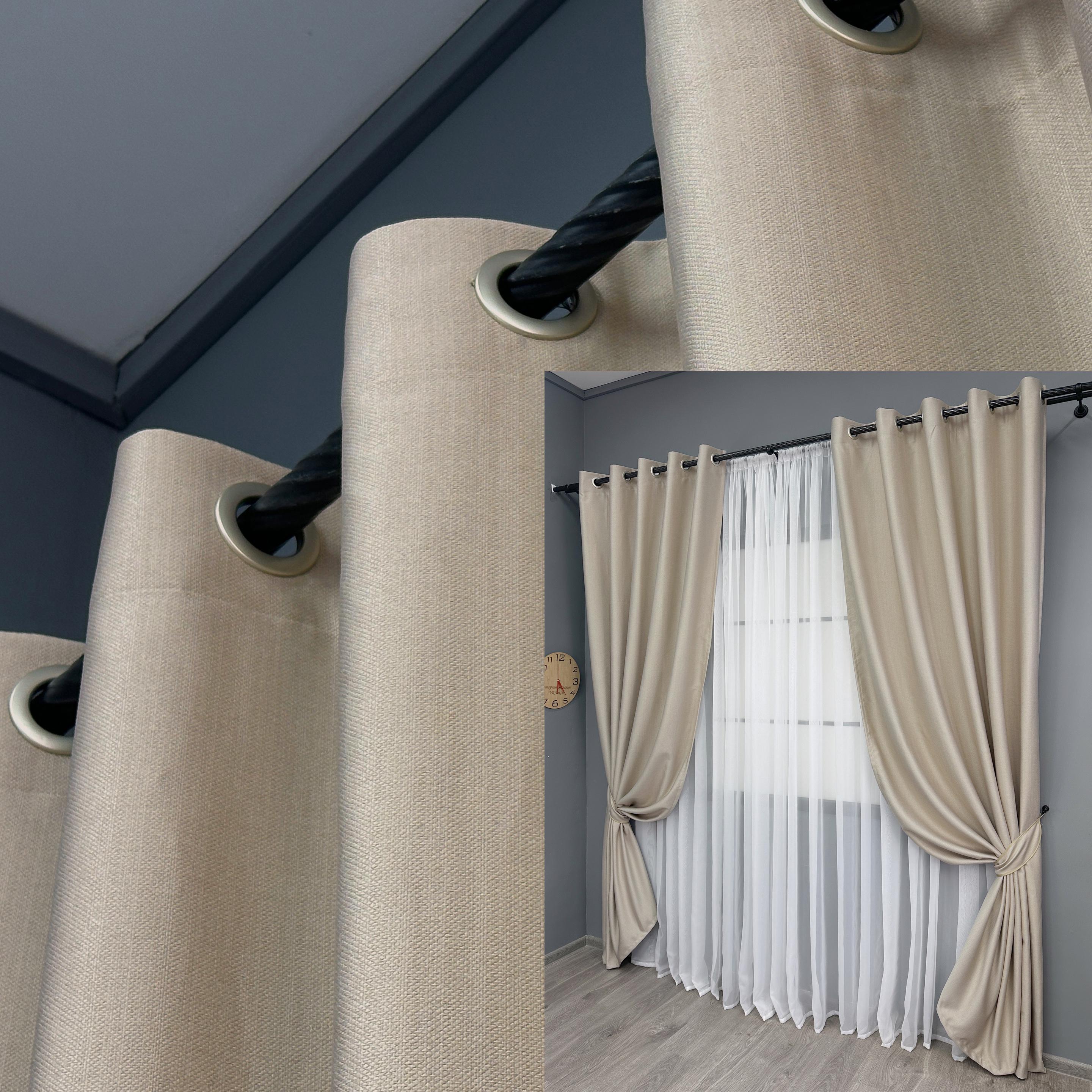 Комплект штор на люверсах VR-Textil Шенил однотонный № 1691ш 150х250 см 2 шт. Бежевый (37-0241) - фото 4 Комплект штор на люверсах VR-Textil Шенил однотонный № 1691ш 150х250 см 2 шт. Бежевый (37-0241) - фото 4