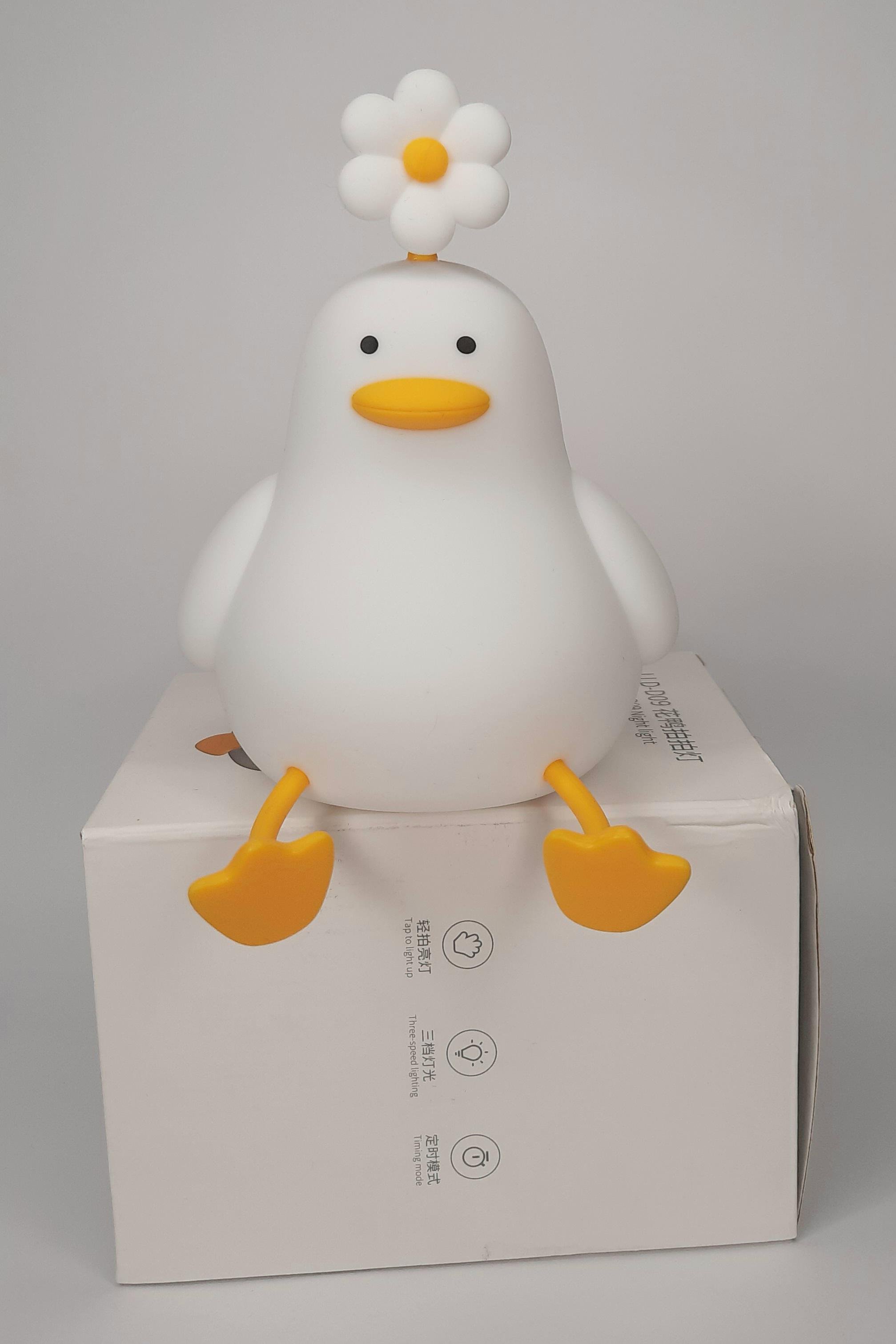 Нічник каченя з квіткою дитячий силіконовий led (kyl-8)