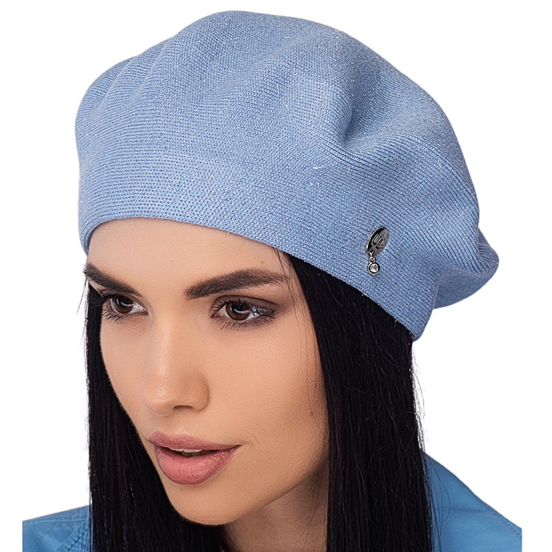 Берет женский Leks Сказка двойной с люрексом Голубой (129426)