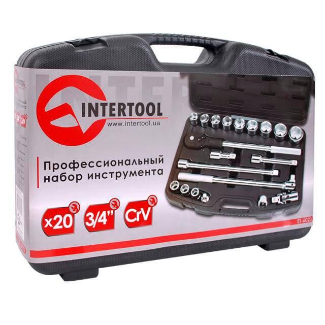 Набор инструментов профессиональный Intertool ET-6023 пластиковом кейс 3/4" 20 ед. 19-50 мм - фото 3