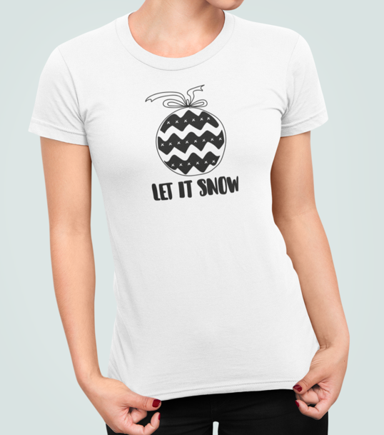 Футболка женская новогодняя Stedman с принтом Let it snow Новый год L Белый (НГ9.1-8)