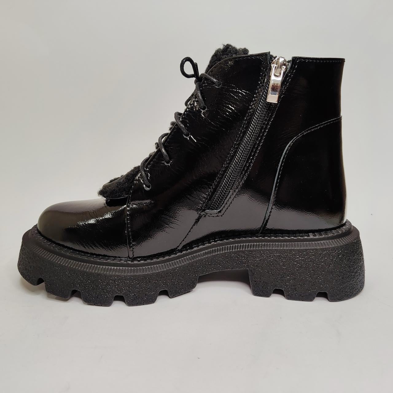 Черевики Garti 6971/39 шкіра-лак-хутро р. 39 Чорний (31505749)