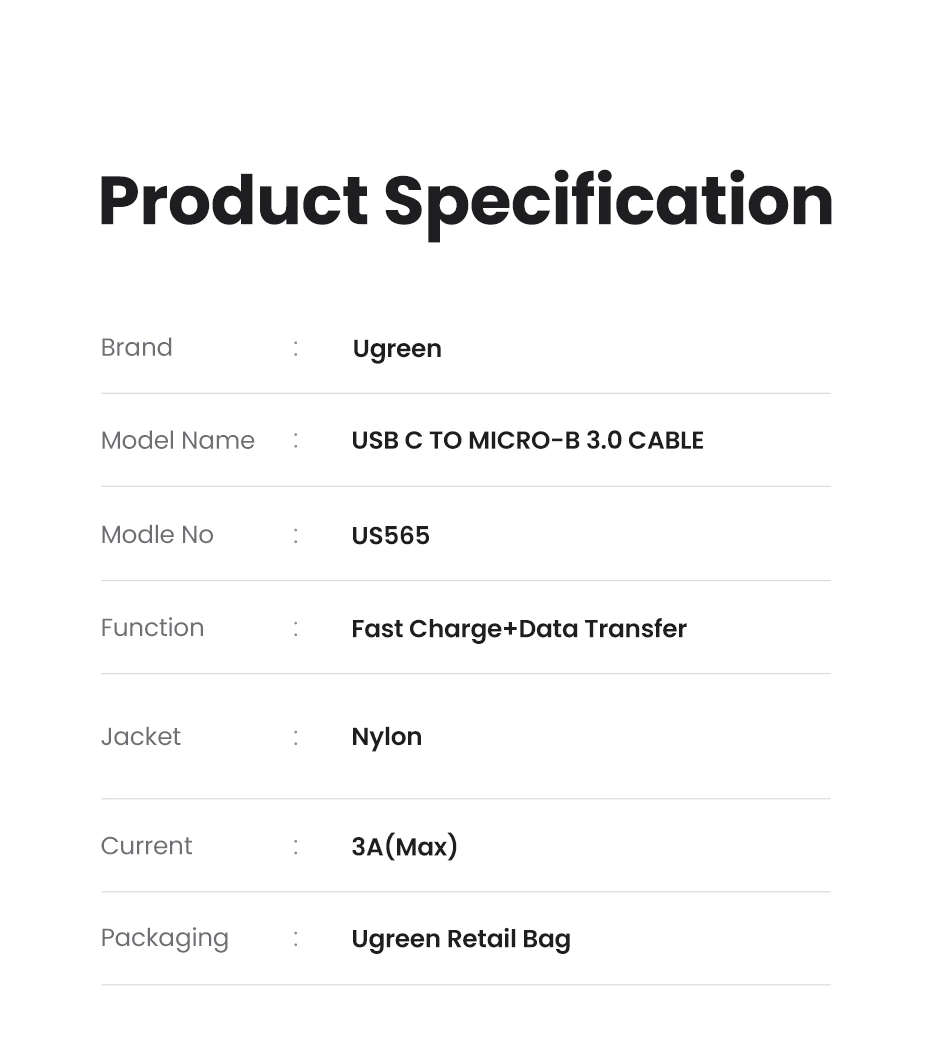 Кабель UGREEN US565 USB-C to micro USB-B 15W 0,5 м Aluminium Space Grey (15231) - фото 13