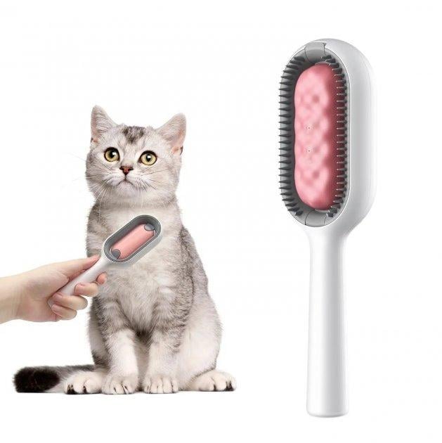 Щетка для животных Pet Gravity Pet Grooming Comb 4в1 для сухого и влажного вычесывания собак и кошек Розовый (525U) - фото 2