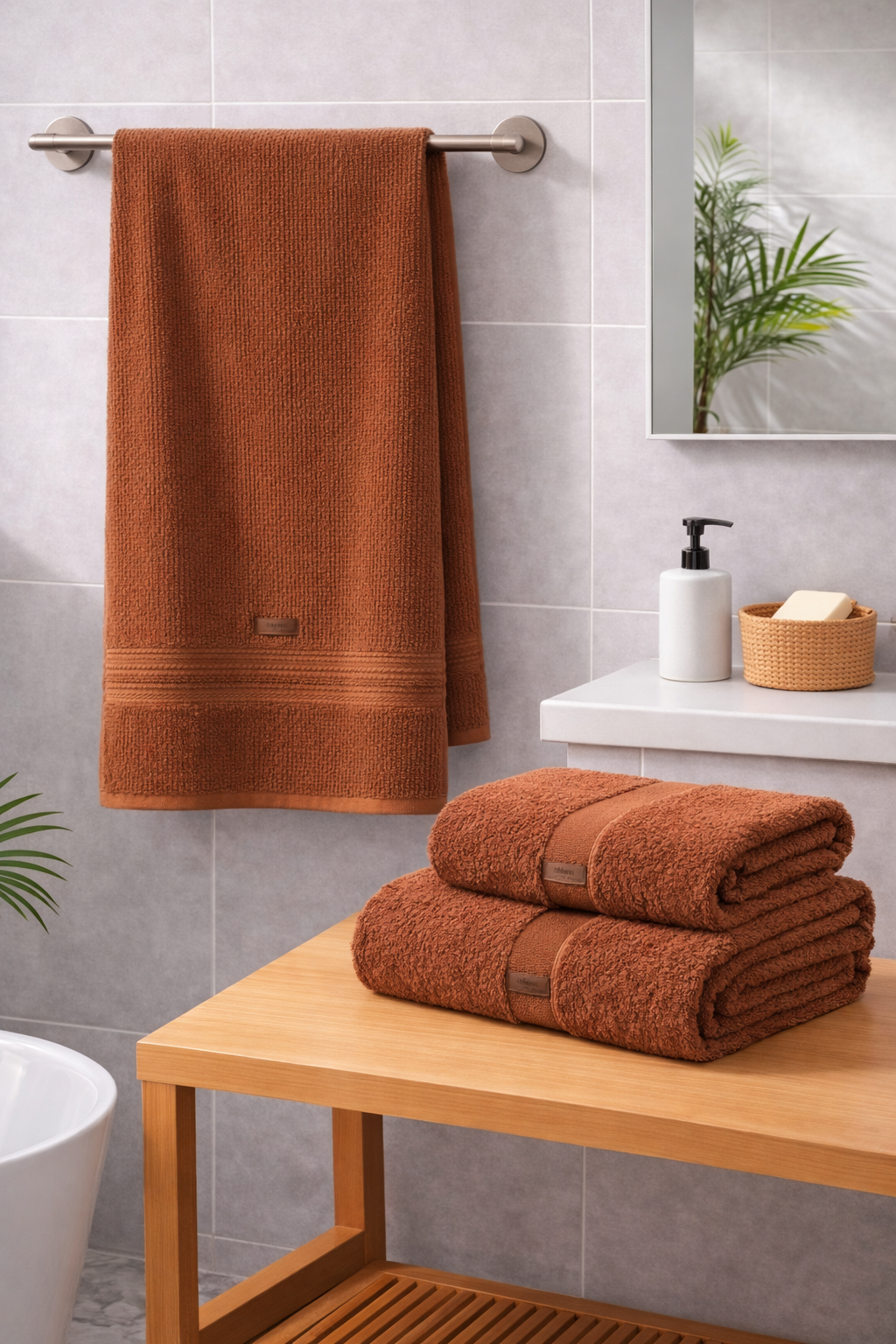 Набір 3 махрових рушників для ванної 30х50/50х90/75х150 см Beige (TC303375555)
