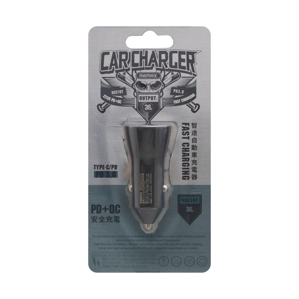 Зарядний пристрій автомобільний Remax RCC107 36w PD+QC Black (00030877)