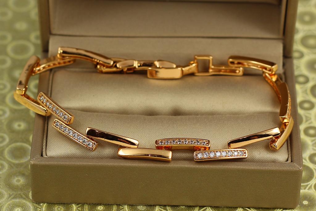 Браслет Xuping Jewelry Шахматка 17 см 6 мм Золотистый (29879535)
