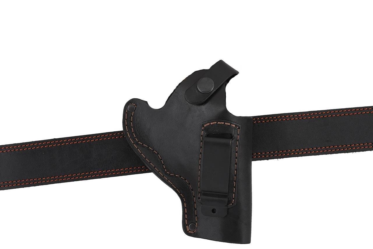 Кобура для Револьвер 3 поясная/скрытого ношения/не формованная кожаная со скобой Черный (23202)