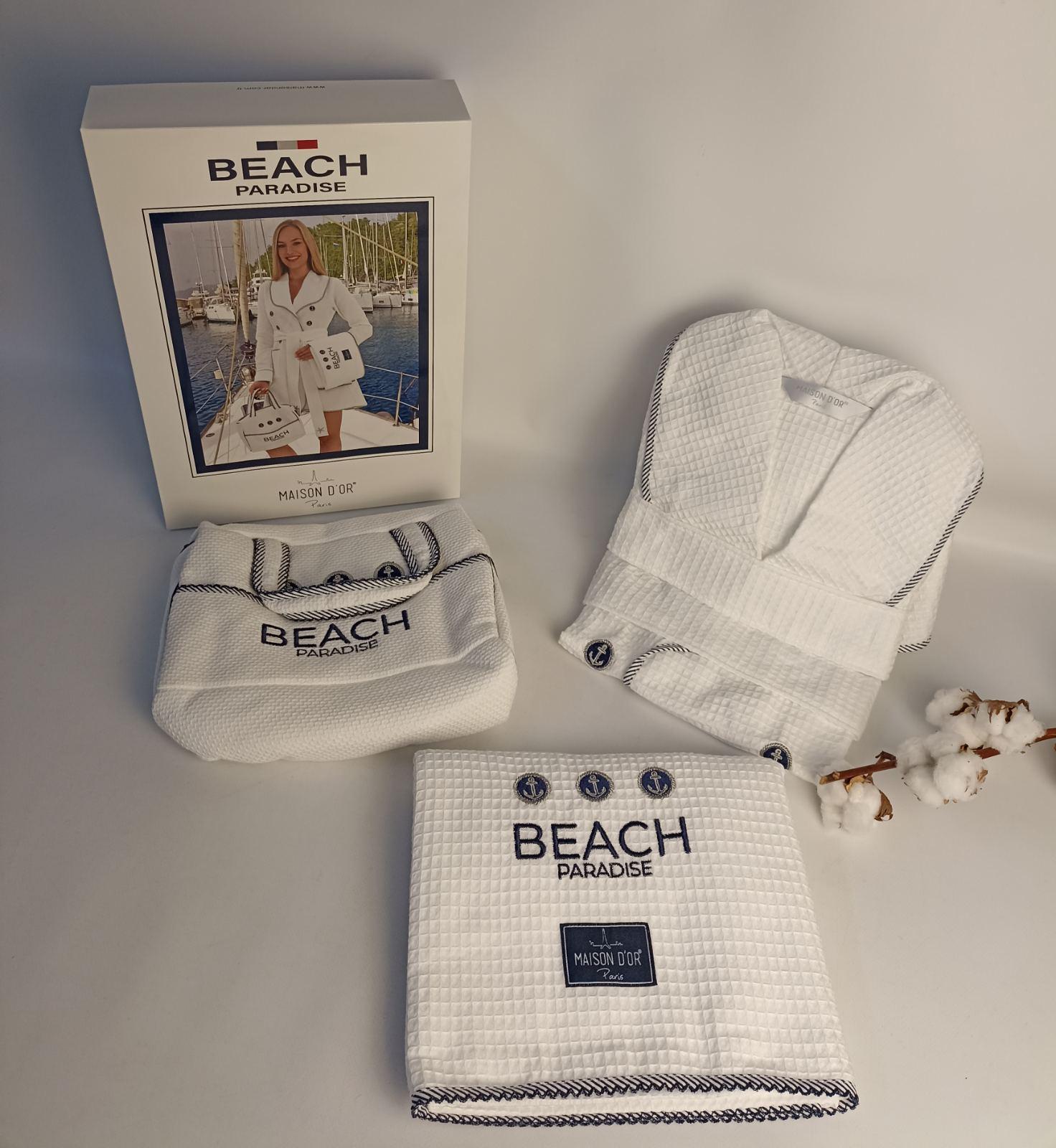 Халат жіночий з рушником Maison D'or Beach Paradise S White (CN37282)