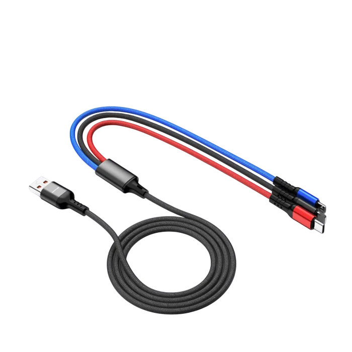 Кабель для заряджання телефонів AWEI CL 971 3 в 1 USB to Type-C/Lightning/MicroUSB 2,4A Кабель для заряджання телефонів AWEI CL 971 3 в 1 USB to Type-C/Lightning/MicroUSB 2,4A