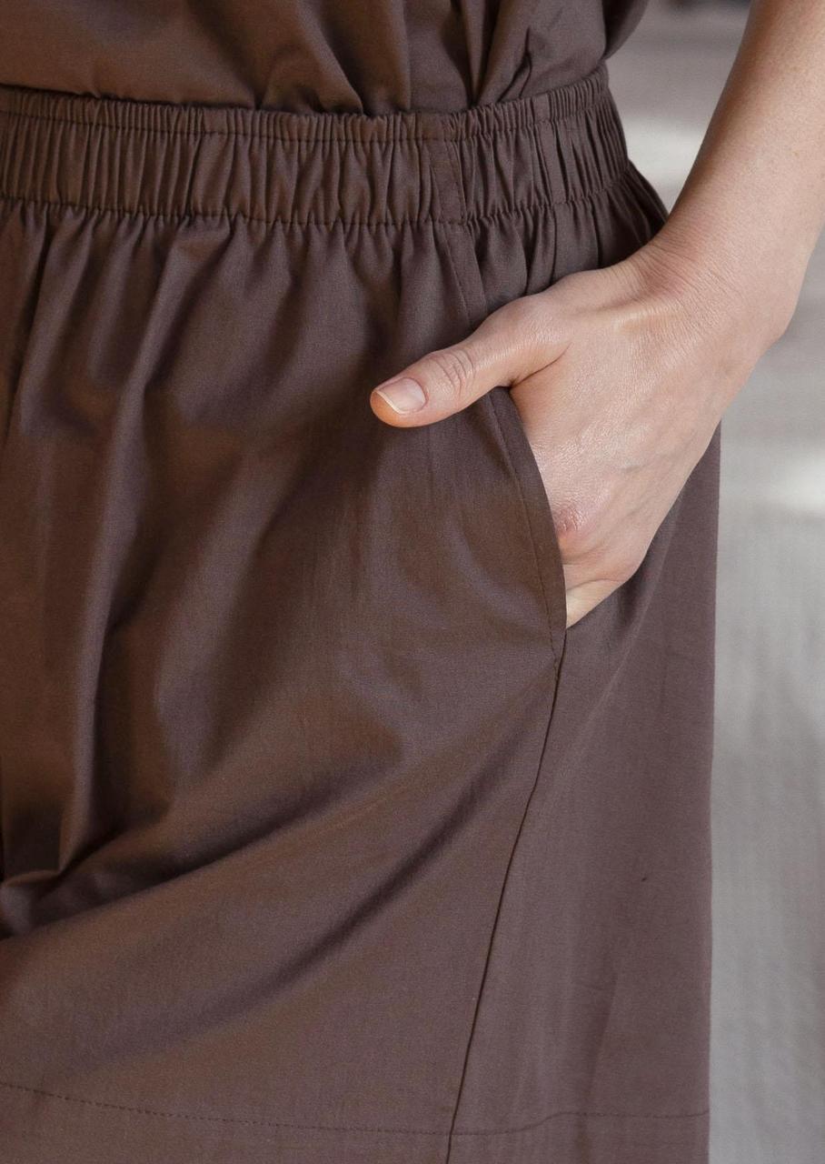 Костюм женский Leinle майка на тонких бретелях/шорты с высокой посадкой XL Шоколадный (1504/69023+1529/69023) - фото 6