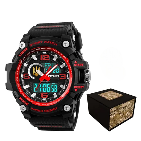 Наручные часы Patriot 012BKRDUAGD Тризуб золото Черный с красным (5147)