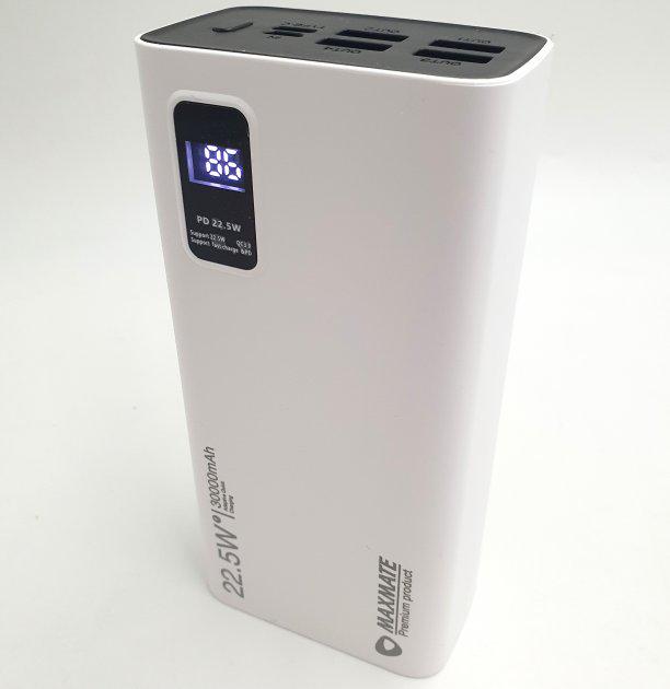 Повербанк с быстрой зарядкой Maxmate MMP30PD 30000 mAh 4 USB/Type-C PD/QC 5A/22,5W