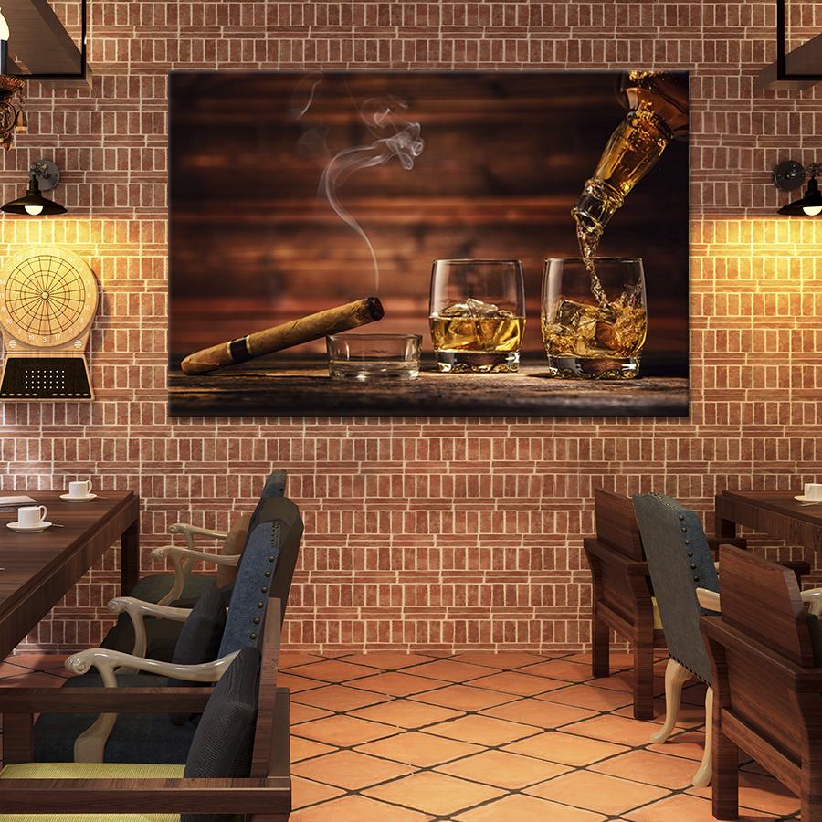 Настенный декор картина на холсте для интерьера Виски и сигара 120x80 см (303-1)