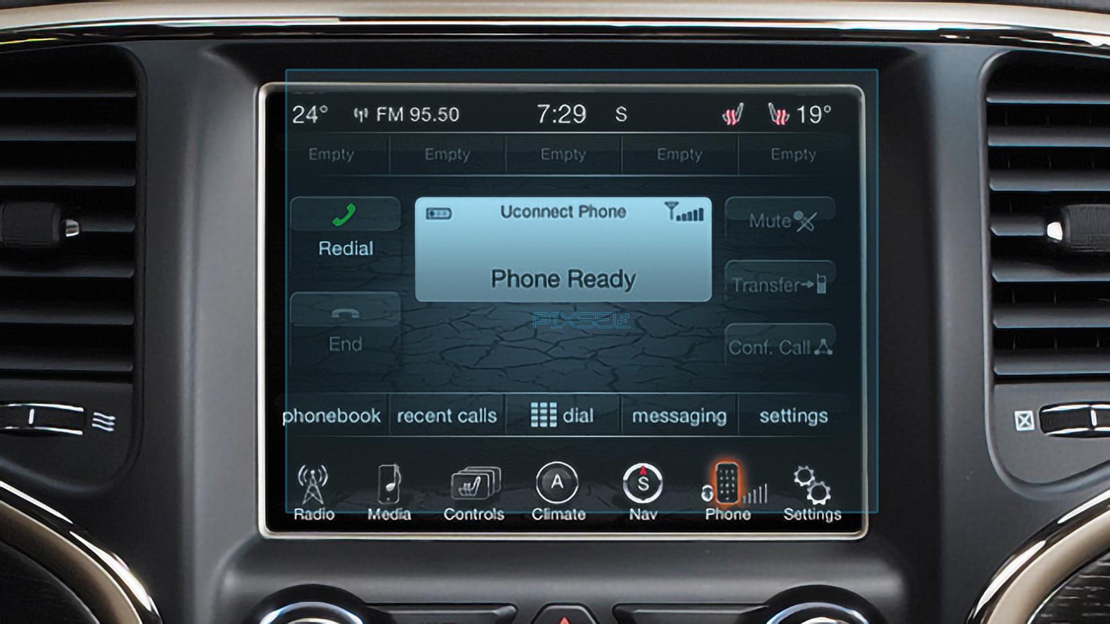 Защитное стекло Pixsel гибридное матовое на монитор Jeep GRAND CHEROKEE 8,4" 2014