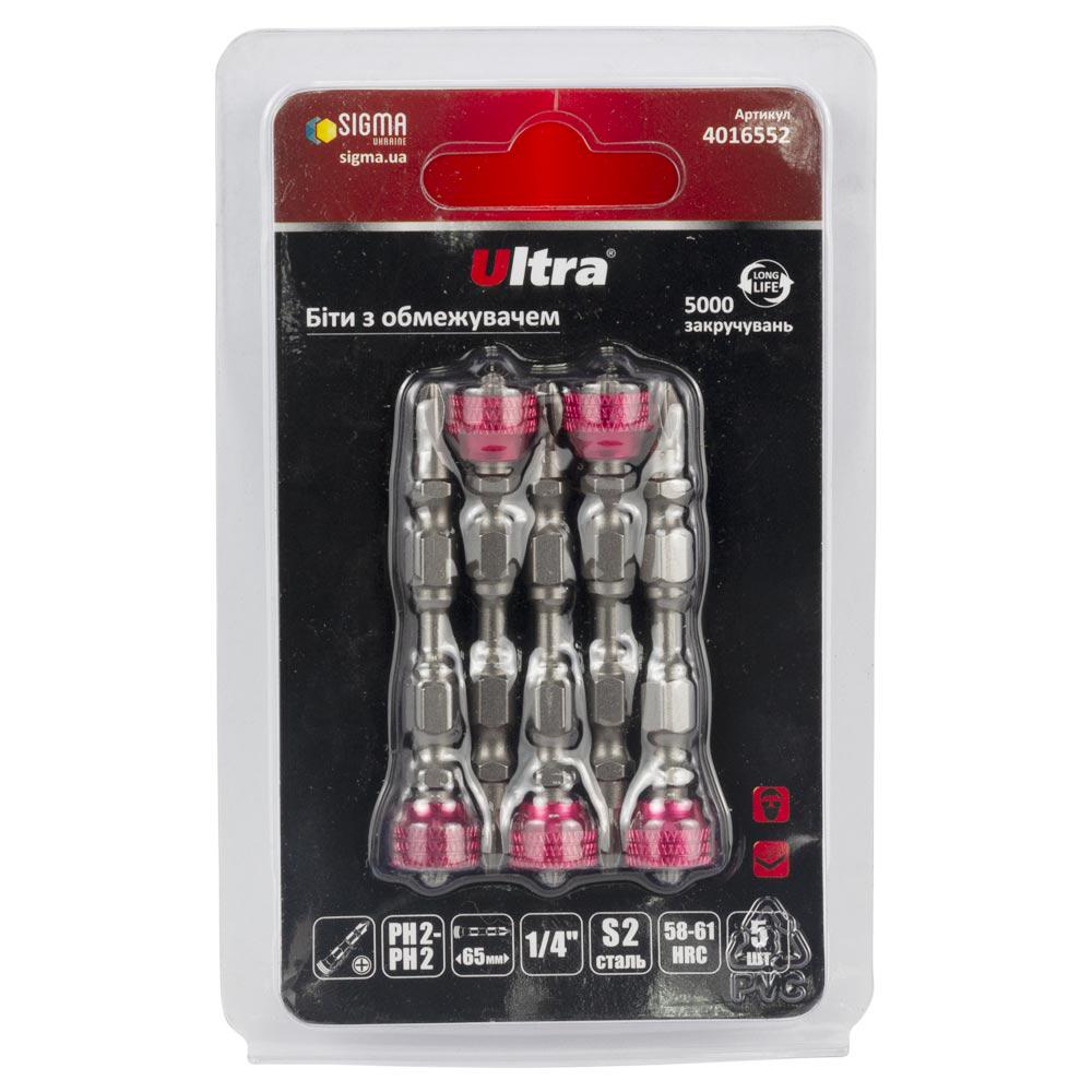 Набор бит Ultra с ограничителем PH2-PH2 x 65 мм 1/4" 5 шт. S2 в блистере (4016552)