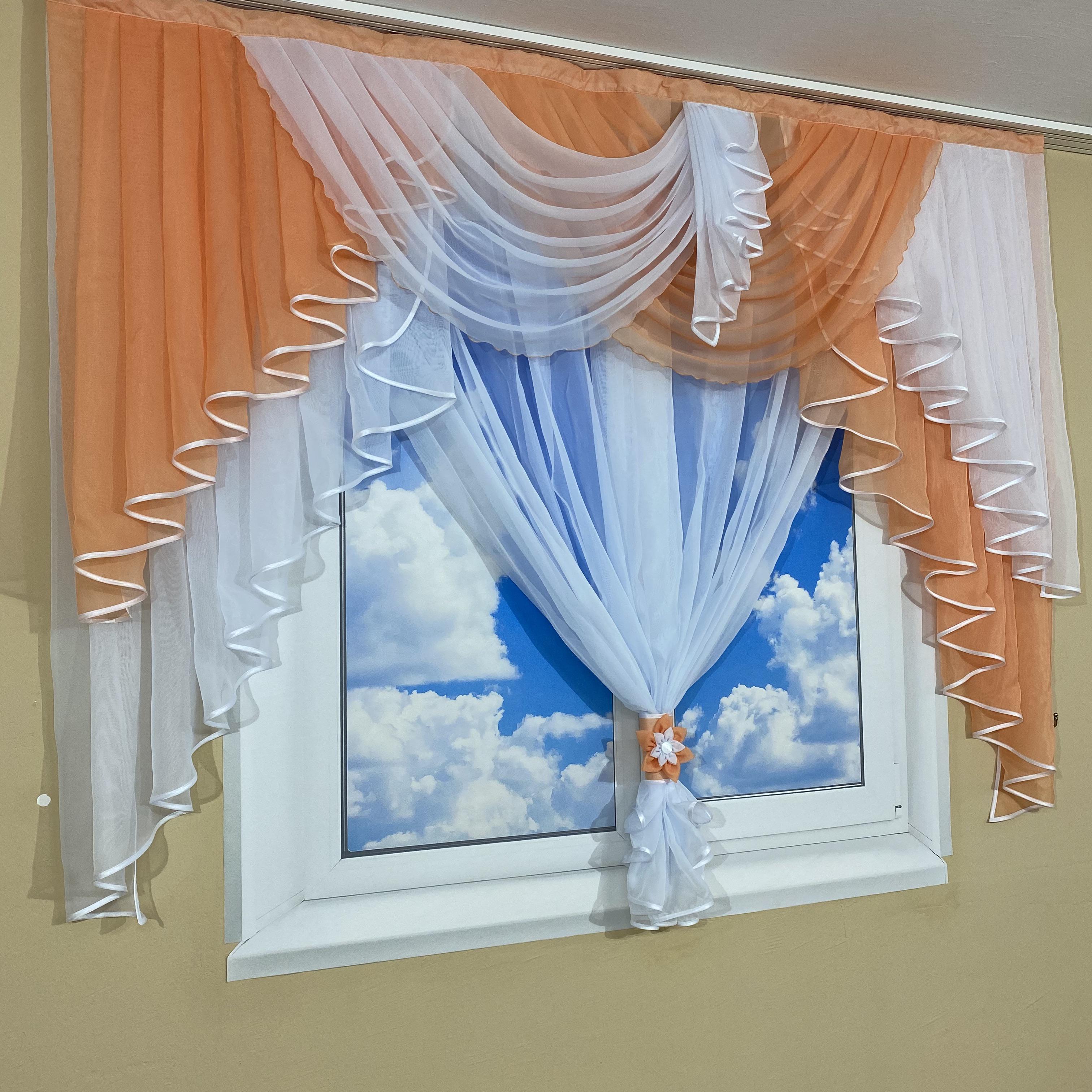 Ламбрекен с тюлью TG Home №431 Персиковый (431-30) - фото 2