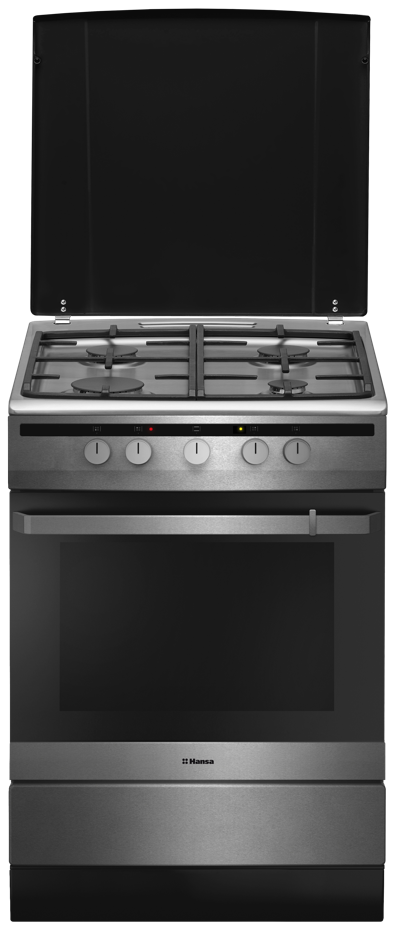 Плита комбинированная Hansa FCMX68022, Grey, варочная поверхность с духовкой, механическое, 4 газовых конфорки, электрическая духовка, объем духовки 67 л, большой электрический гриль, освещение, малый гриль, 85x60x60 см