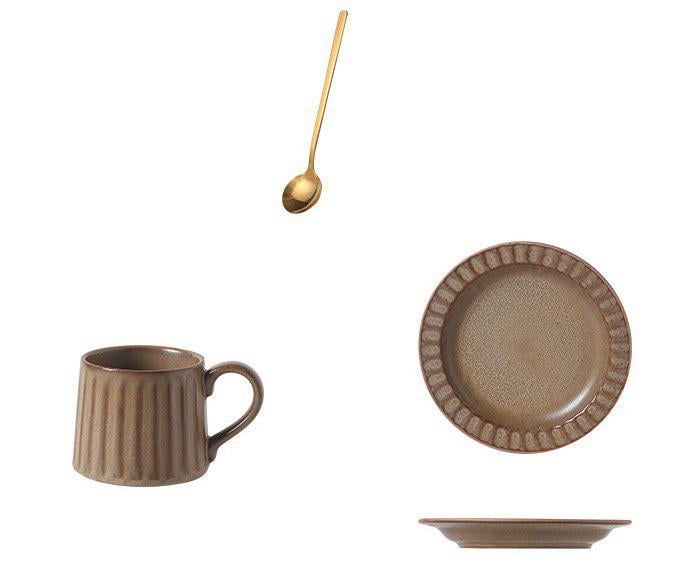 Чашка з блюдцем і ложкою керамічна для кави та чаю