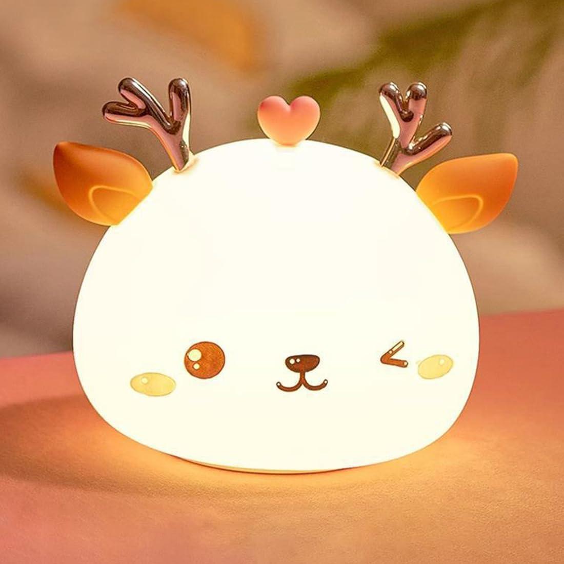 Ночник силиконовый спящий олень Белый (JD101)