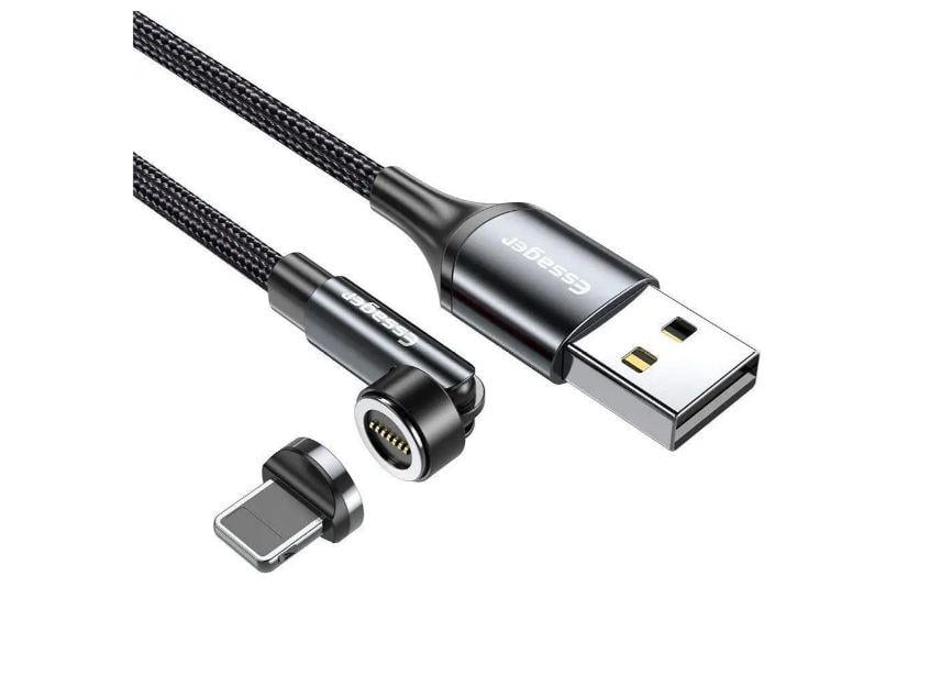 Кабель Essager Universal 540 Ratate 3A Magnetic USB Charging Cable Lightning 1 м Grey (EXCCXL-WX0G)