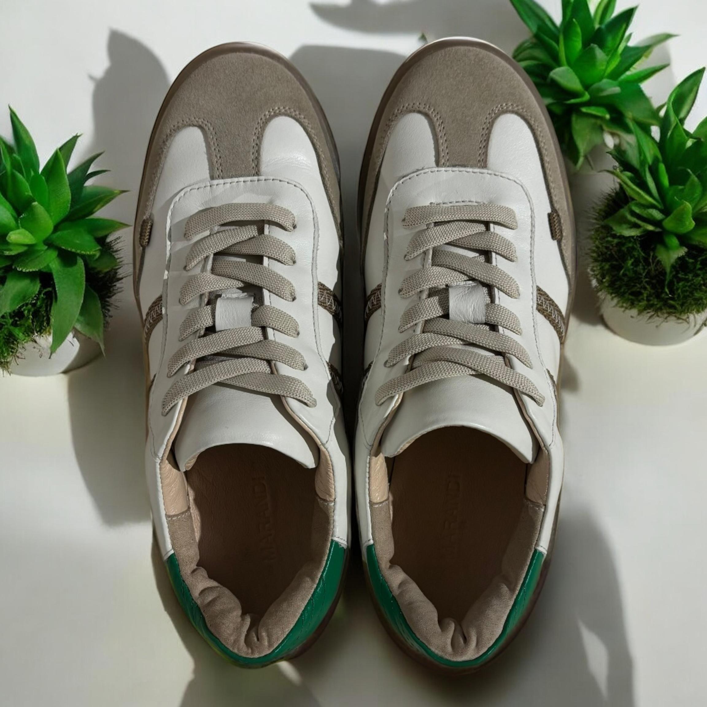 Кеди жіночі MARANDI з натуральної шкіри та з м'якою устілкою р. 35 Білий/Зелений (Neo-01-35-біло-зелений) - фото 4