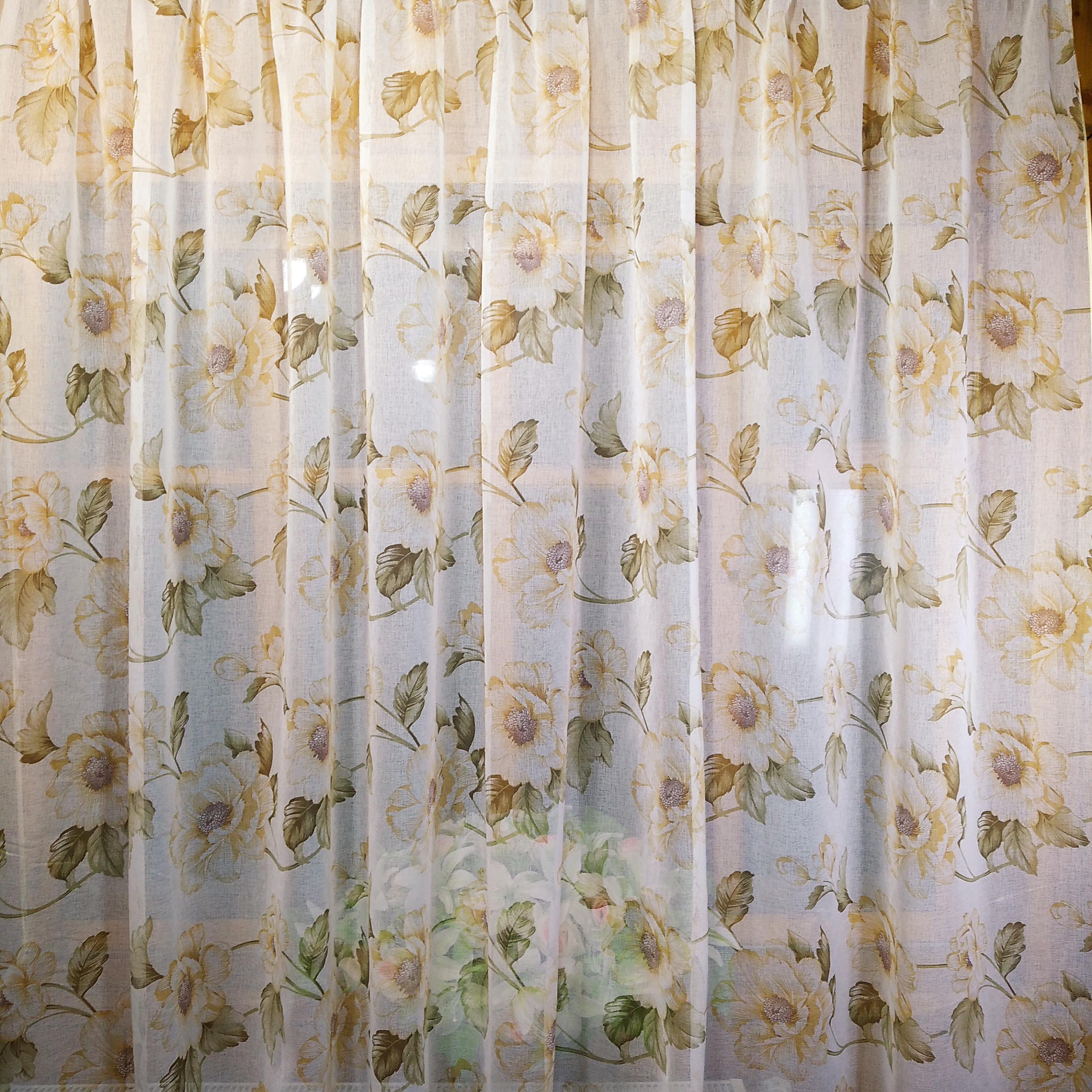 Занавеска короткая готовая Классик Пиония желтая - фото 3 Занавеска короткая готовая Классик Пиония желтая - фото 3