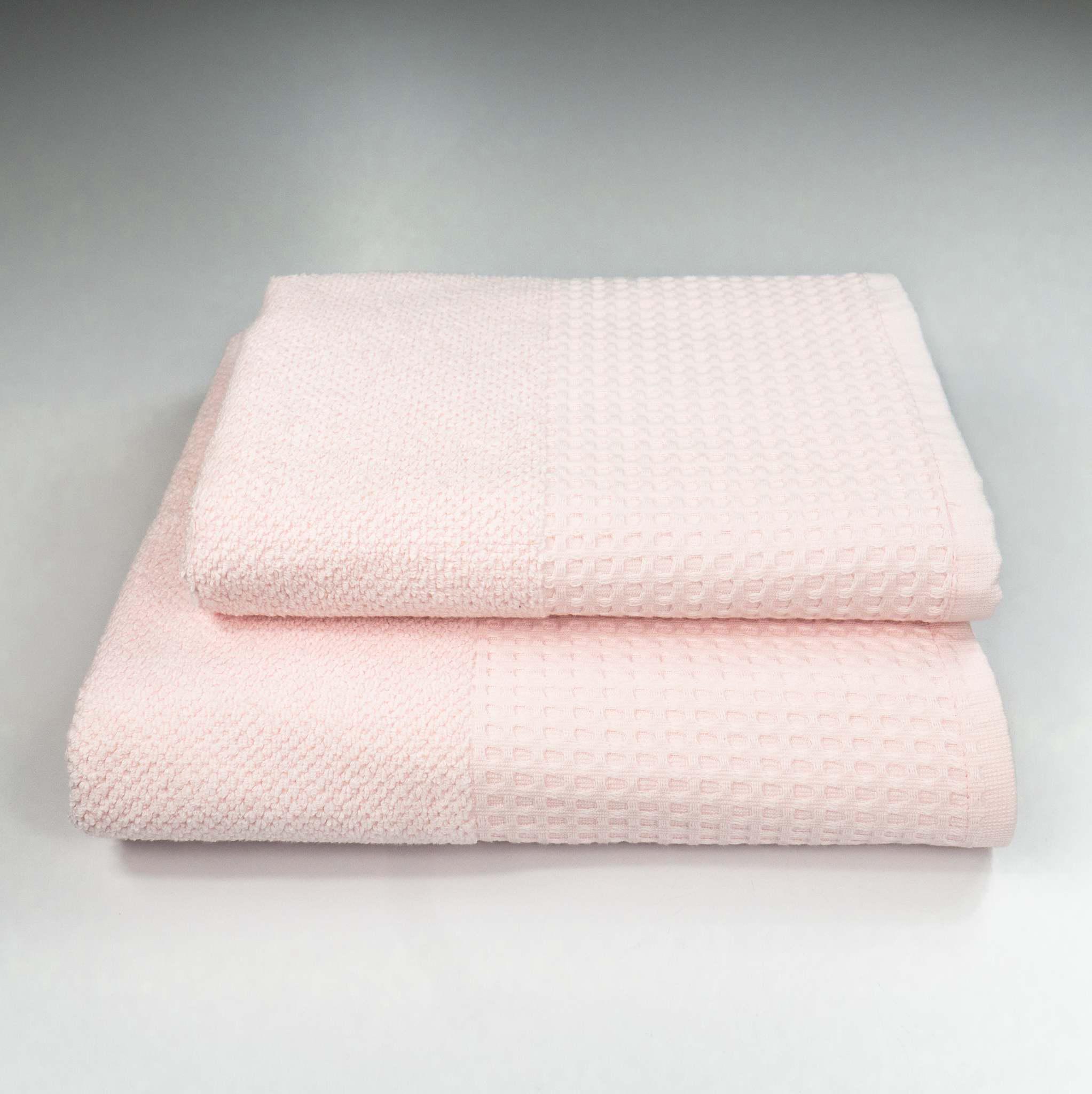 Комплект полотенец GM Textile Бордюр вафельный 2 шт. 50х90 см/70х140 см Светло-розовый (500-2k-vb-vanilla)