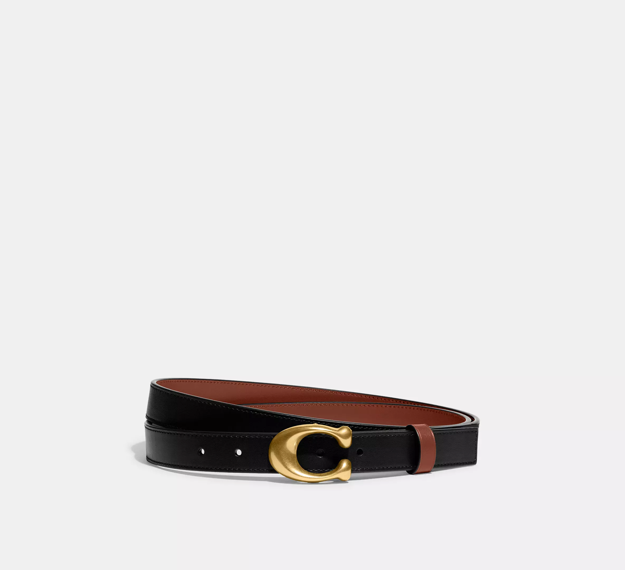 Ремень Coach Sculpted C 25 мм Brass/Black (C10)