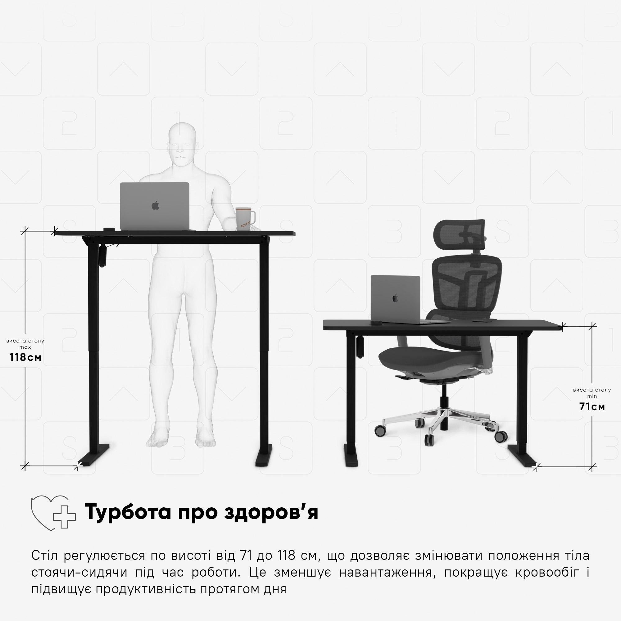 Стіл з електрорегулюванням висоти Mealux PowerDesk Energy Black (EVO-201 Energy B/B) - фото 16 Стіл з електрорегулюванням висоти Mealux PowerDesk Energy Black (EVO-201 Energy B/B) - фото 16