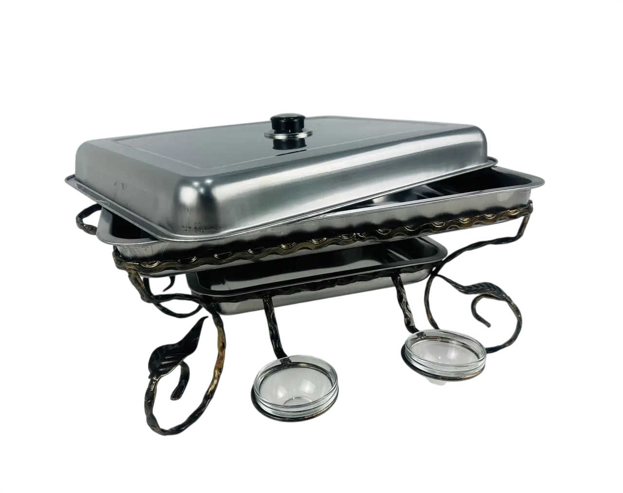 Садж для подогрева шашлыка GrillMaster SJ-6579 прямоугольный с соусницами/крышкой из нержавеющей стали 45х35 см (10-164-SJ-6579)