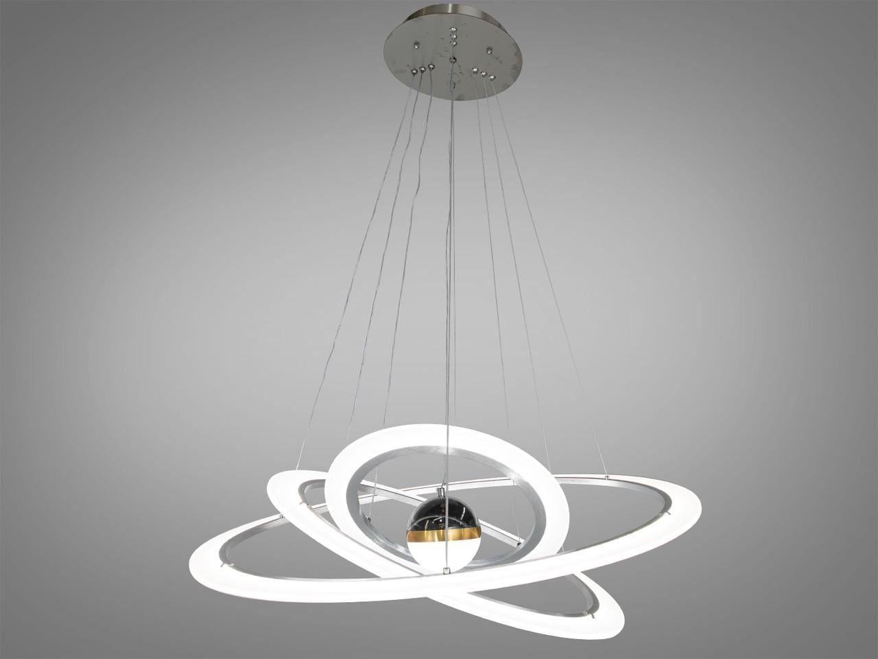 Люстра LED в гостиную 2328-400+600+800NEWHR-LS 140W на 20м2 Хром матовый (2142480487)