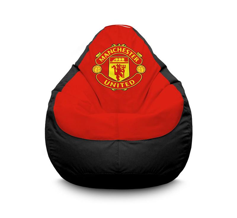 Кресло мешок iPuff Football Manchester United FC Оксфорд XXXL 100х135 см Черный
