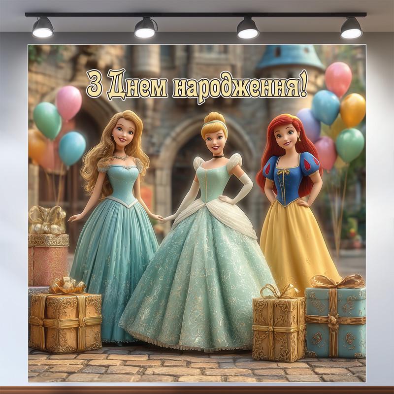 Баннер для фотозоны Принцессы Дисней 120x120 см №44202