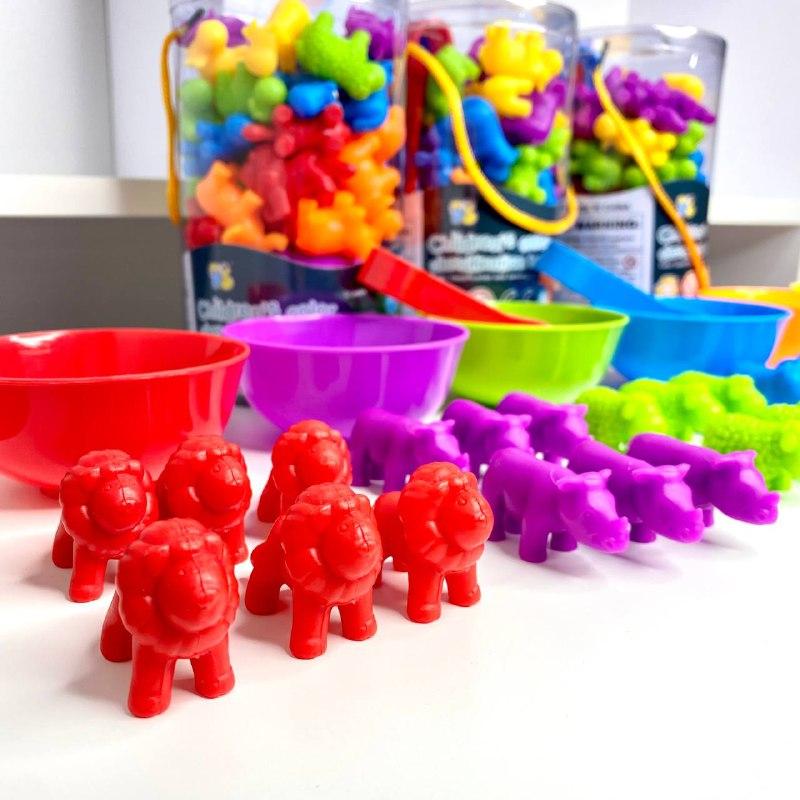 Розвиваюча гра Fun Game Сортуй по кольорам 3в1 з пінцетами та тарілочками тварини/морські мешканці/транспорт (2382559064) - фото 2